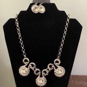 Rhinestone necklace and earrings
